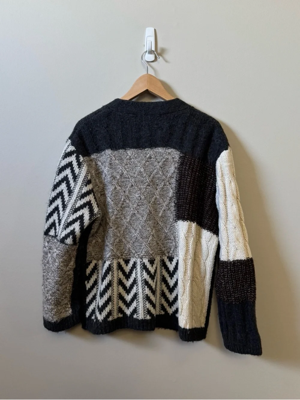 Zara viral Patchwork Cable knit bloggers favourite chevron cardigan sweater 💜 - Picture 4 of 6